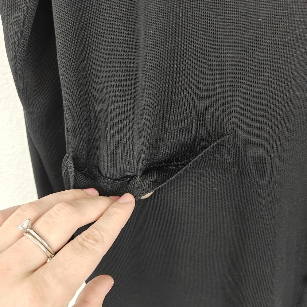 Misook Pearl Button Up Black Light Weight V-neck Cartigan Size Medium Women's - Picture 7 of 14